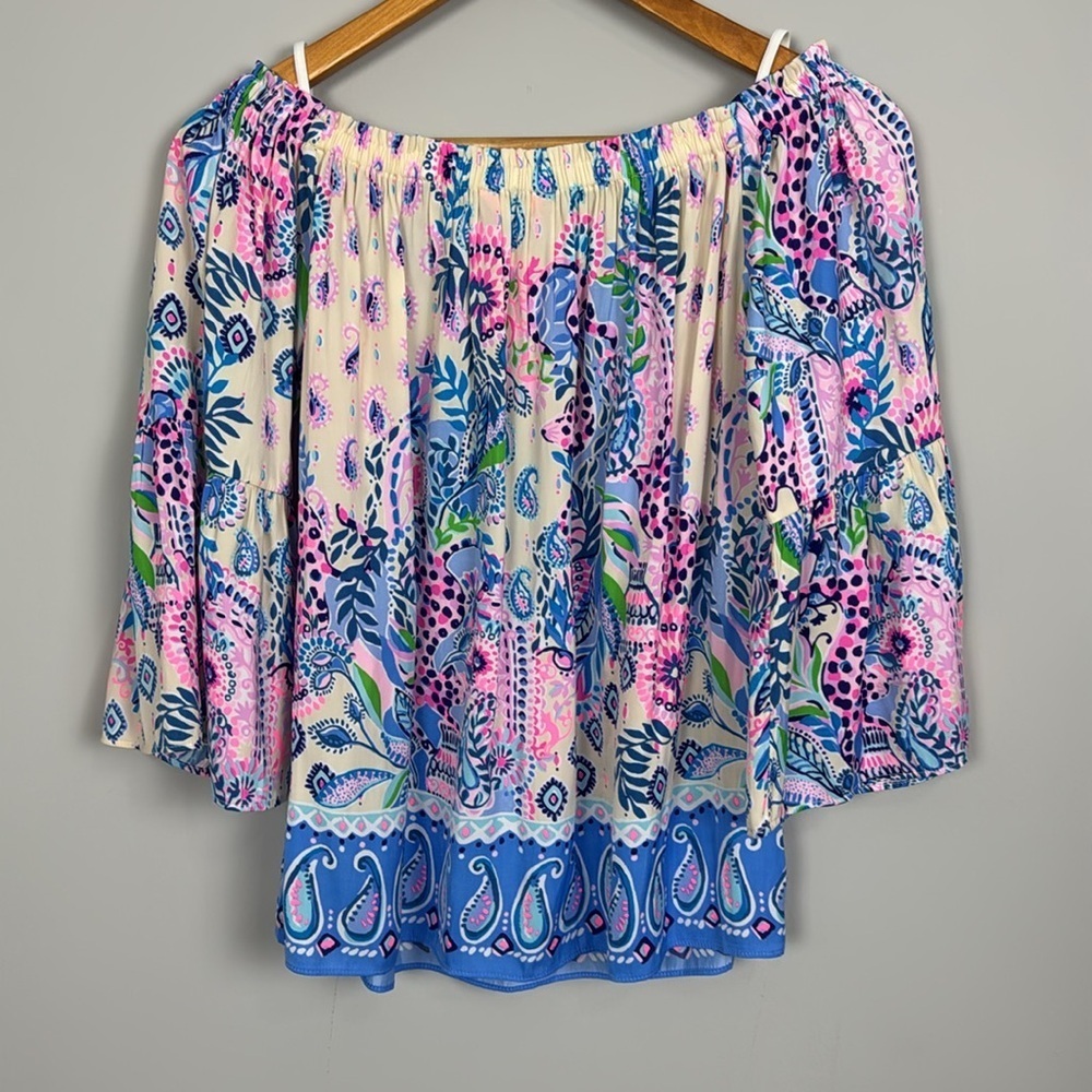 Lilly Pulitzer Nevie Off The Shoulder Top. Haute Nature. Size S. - Picture 5 of 9